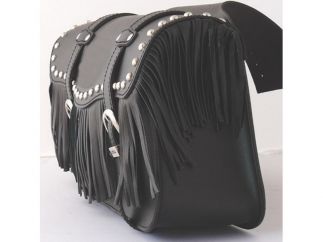 Custom motorcycle saddlebags KENTUCKY studded and fringed